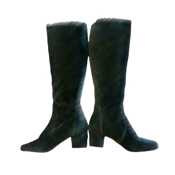 Steve Madden Tall Black Suede Block Heel Boots Haydun size 9.5 Knee High Boots - Picture 2 of 12